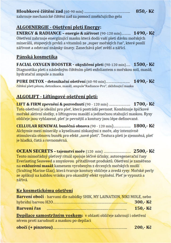 Kosmetika Přerov - ceník služeb - strana 2
