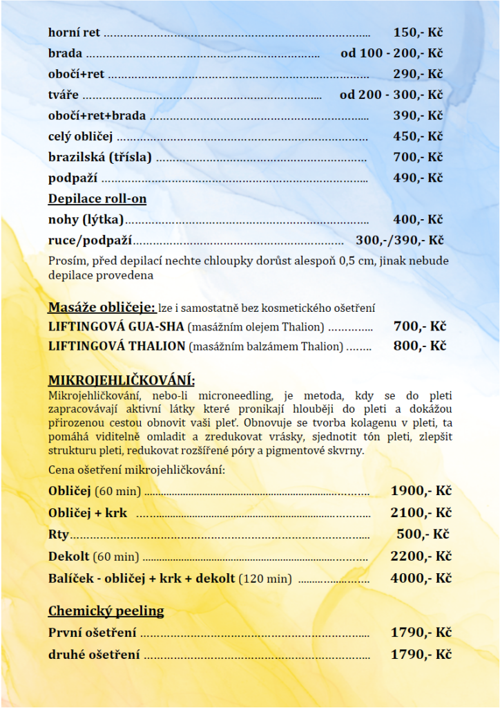 Kosmetika Přerov - ceník služeb - strana 3