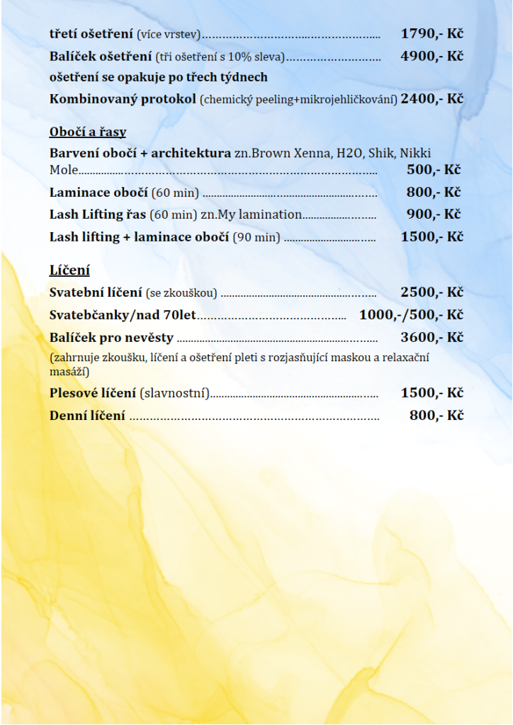 Kosmetika Přerov - ceník služeb - strana 4